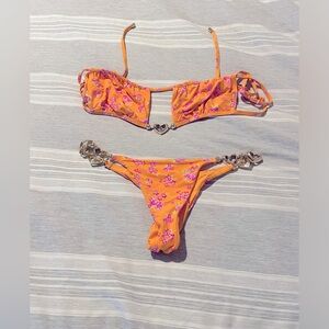 Beautiful beach bunny orange with flowers